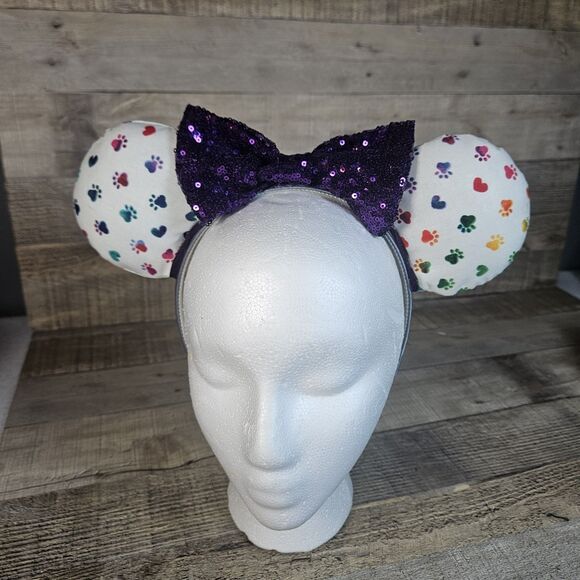 Minnie Mouse Ears Paw Print Ears Handmade - Picture 1 of 7